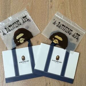 2 shopping bags with 2 plastic t shirt bag by A Bathing Ape